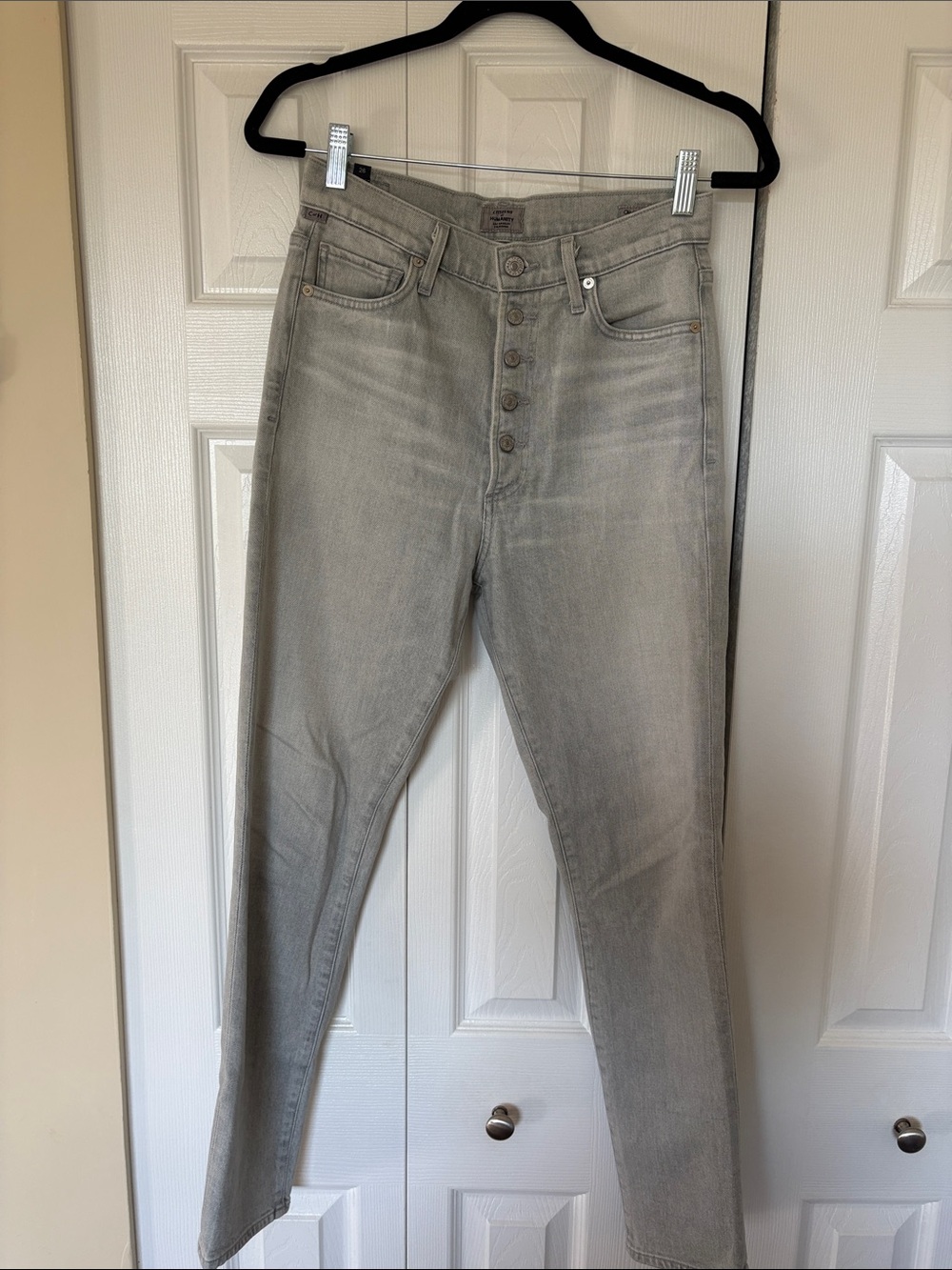 Citizens of Humanity Olivia High Rise Slim Button Fly Grey Jeans 26